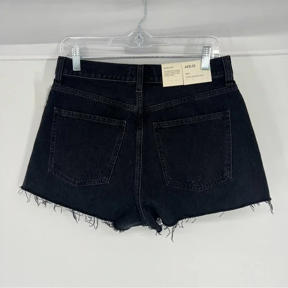 AGOLDE Mila Vintage Black Classic High Rise Denim Shorts in "Slow Burn" 30 NWT - Picture 6 of 9